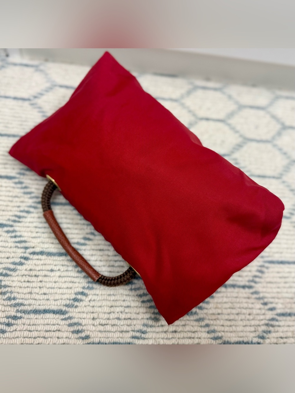 LONGCHAMP Vintage Y2K Collectors Made N France Le Pliage Nylon Red & Leather Bag - Picture 8 of 16